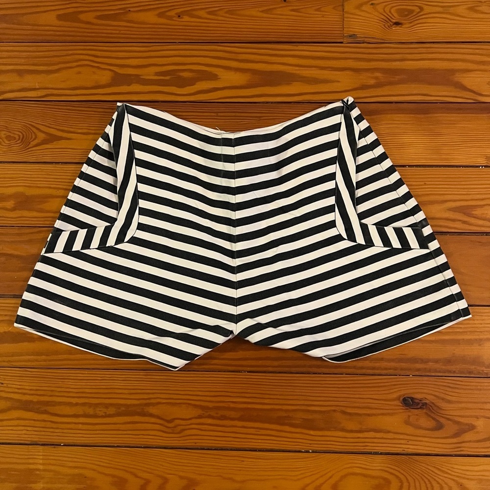 Zara “The Trafaluc Collection” Horizontal Striped, High-waisted Shorts
